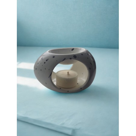 Wax Melt Burner - Black Spotted - White Ceramic