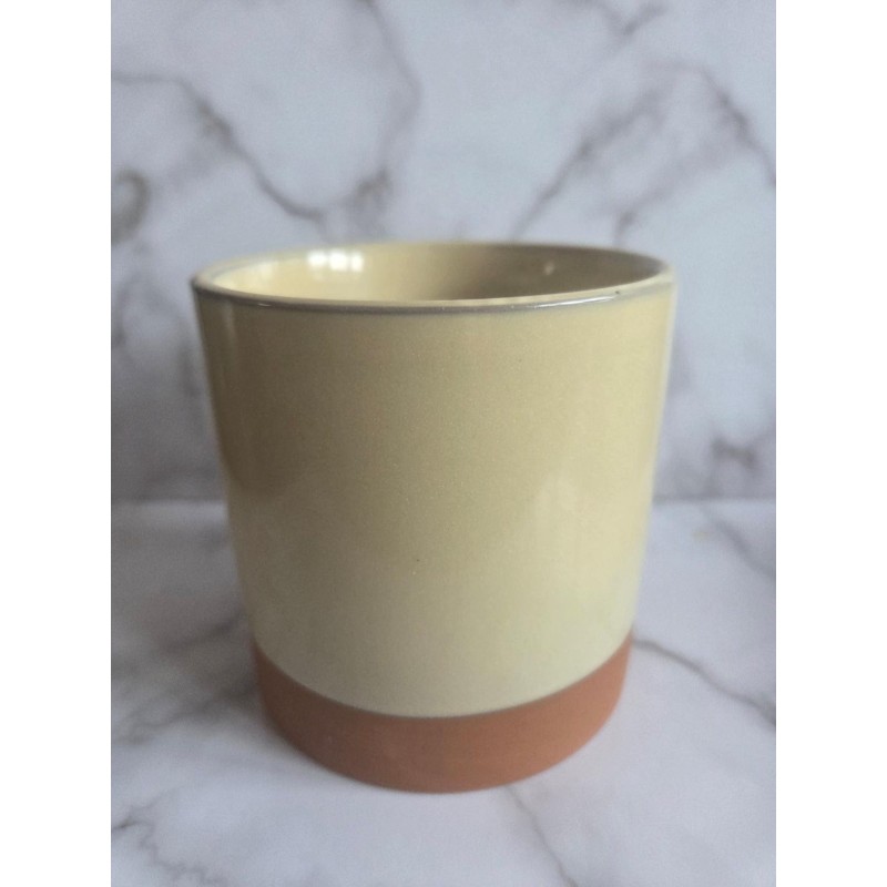 Ceramic Half Glaze Pot - Mustard