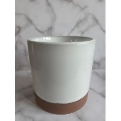 Ceramic Half Glaze Pot - White