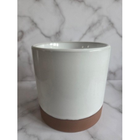 Ceramic Half Glaze Pot - White